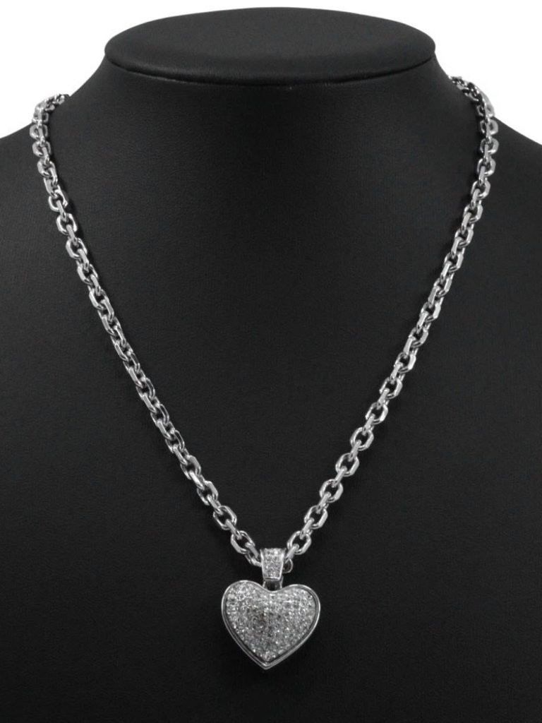Dior Heart Necklace Metallic/Rhinestone Heart 32.6g Women